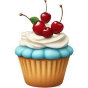 Cupcake with cherry sticker