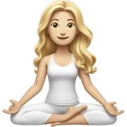 White woman, long hair, blonde hair, wavy hair, yoga pose sticker