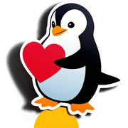 Penguin with a heart sticker