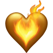 Golden love heart on fire sticker