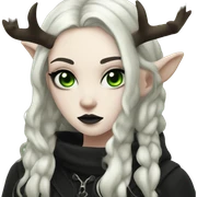 Gothic girl, pale skin, green eyes, dark dread, eyeliner, deer ears and antlers  sticker