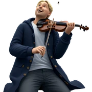 blonde boy playing violin outdoors sticker