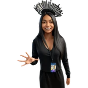 smiling girl in black dress sticker