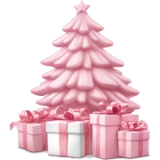 Light pink Christmas gifts under a white Christmas tree  sticker