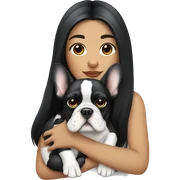  girl with long black hair holding white french bulldog  sticker