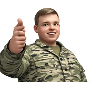 military boy in camouflage jacket sticker