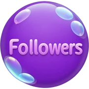"Followers" purple color letters, girly bold font sticker