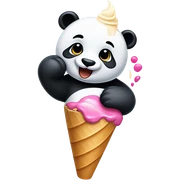 Panda eating ice cream sticker