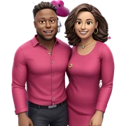smiling couple with accessories sticker