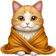 The cat is wearing a caramel-colored blanket. sticker