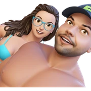 smiling couple in swimwear sticker