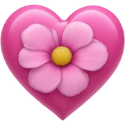 Pink flower heart sticker