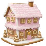 light pink and gold and white gingerbread house sticker