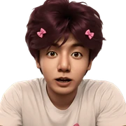 boy with pink hair bow sticker