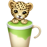 Leopard cub with matcha latte sticker