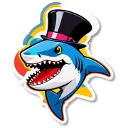Shark with a top hat sticker