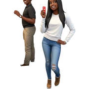 smiling girl with boys indoors sticker