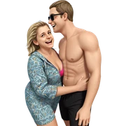 happy couple at the beach sticker