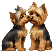 two Yorkshire terriers kissing sticker