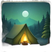 night camp with tent sticker