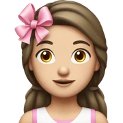 A white brunette girl with a pink bow on her head sticker