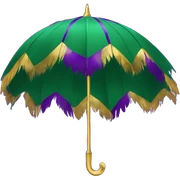 Mardi Gras umbrella with gold, green, and purple feathers  sticker