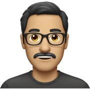 dark hair dark eye man with short mustache wearing glasses sticker