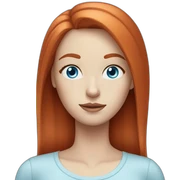 pale woman with blue eyes and straight medium length red hair sticker