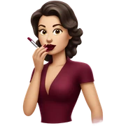 White brunette femme fatale dressed in burgundy putting lipgloss on her lips sticker