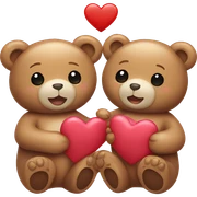 Two teddy bears holding hearts sticker
