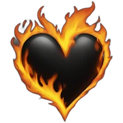 Black heart on fire sticker