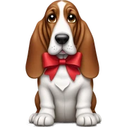 Basset hound in a red bow sticker