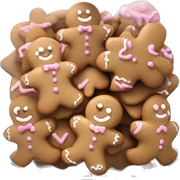 Realistic glass cookie jar with light pink lid full of gingerbread cookies isolated.  sticker