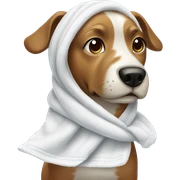 Dog wearing towel  sticker