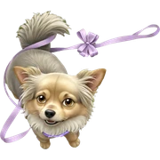dog on grass with ribbon sticker