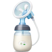 Portable round Breast pump with breast milk inside sticker