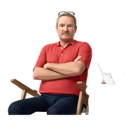 mature man in red shirt sticker