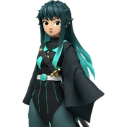 aqua-haired warrior in action sticker