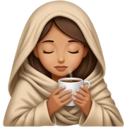 girl inside a blanket sipping coffee eyes closed sticker