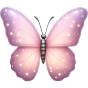 Butterfly "A pastel pink butterfly with glowing, translucent wings decorated with tiny glittery patterns and a faint magical trail of sparkles." sticker