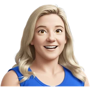 smiling girl in blue shirt sticker