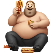 Fat guy eating hotdog sticker
