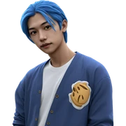 blue haired boy outdoors sticker