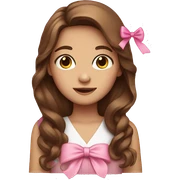 brown hair girl with pink bow sticker