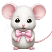 Fuzzy baby mouse with light pink bow sticker