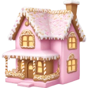 light pink and gold and white gingerbread house sticker