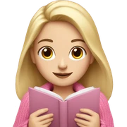 Pretty white girl with pink sweater reading cozy sticker
