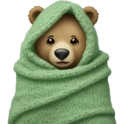 Cute Bear in knitted Sage green blanket sticker