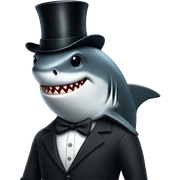 Shark with a top hat sticker