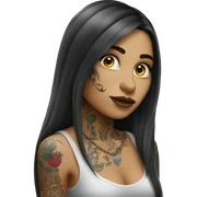 tattooed woman very attractive long hair sticker
